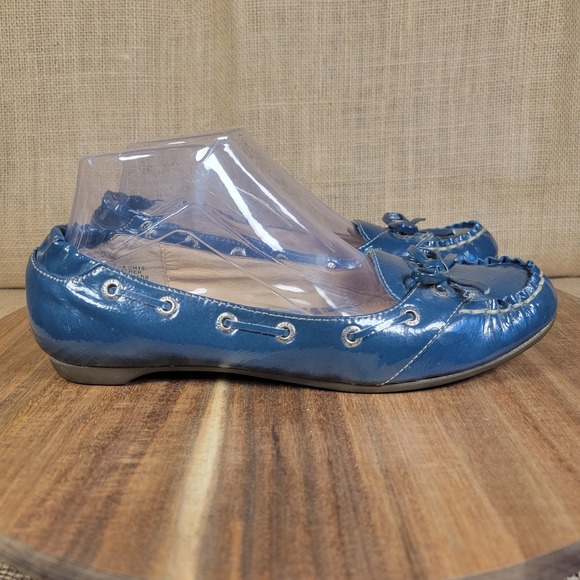 Sperry Shoes - Sperry Top-Sider Flats Women's 8M Blue Patent Leather Moccasin Boat Shoes